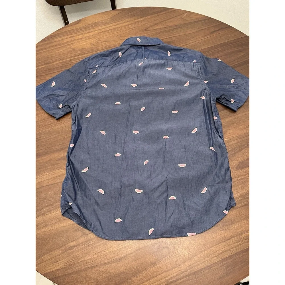 Banana Republic Luxe Poplin Slim Fit Shirt Men's Chambray Blue Watermelon M